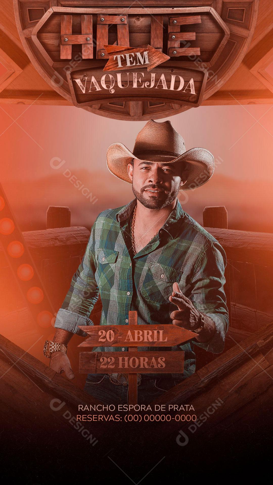 Flyer Hoje Tem Vaquejada Shows Social Media PSD Editável