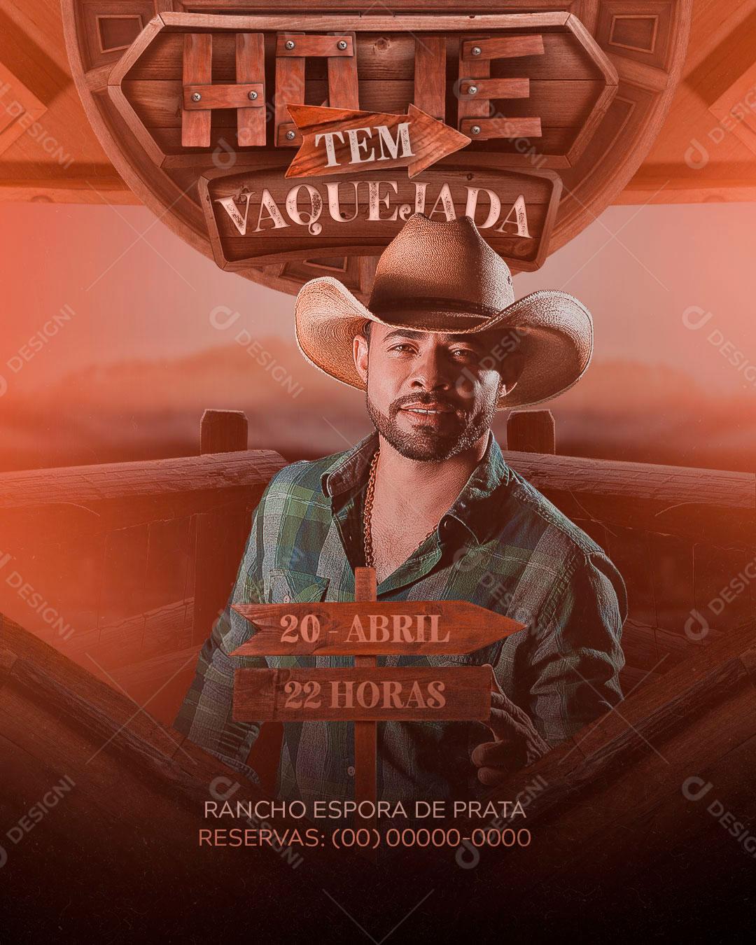 Flyer Hoje Tem Vaquejada Shows Social Media PSD Editável