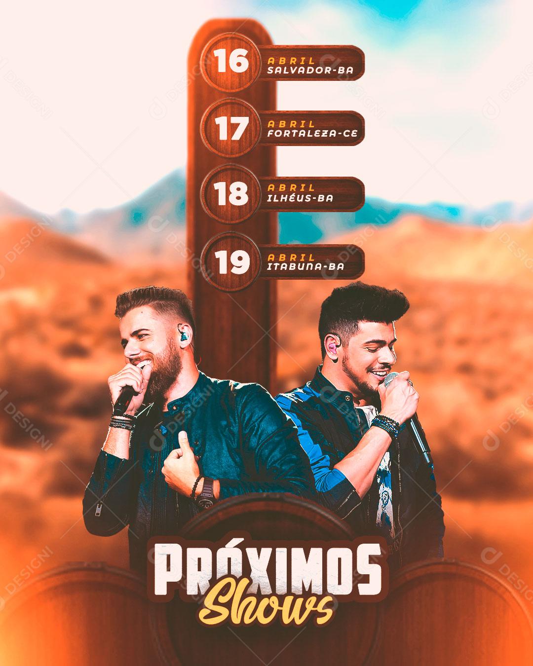 Flyer Próximos Shows Eventos Social Media PSD Editável