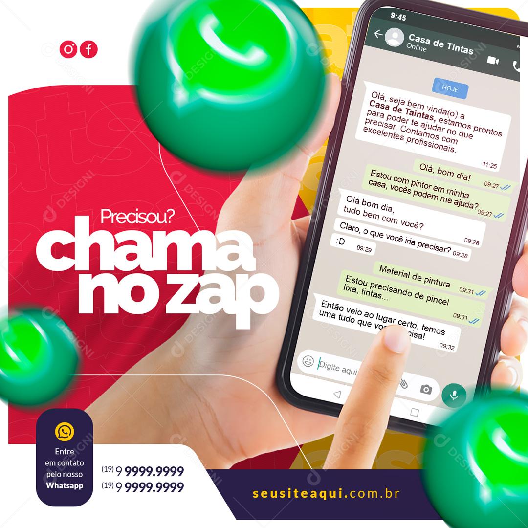 Post Loja de Tintas Precisou? Chama no Zap Social Media PSD Editável