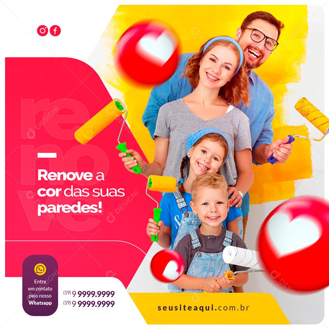 Social Media Loja de Tintas Renove as Cor das Suas Paredes PSD Editável