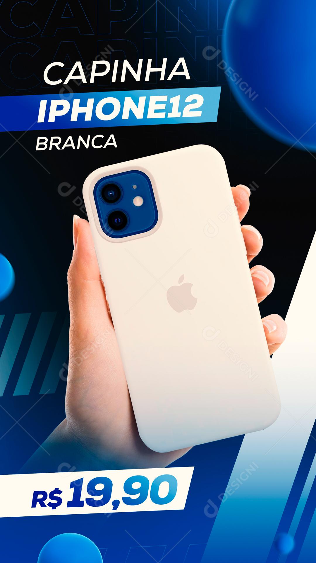 Capinha Iphone 12 Branca Silicone Social Media PSD Editável
