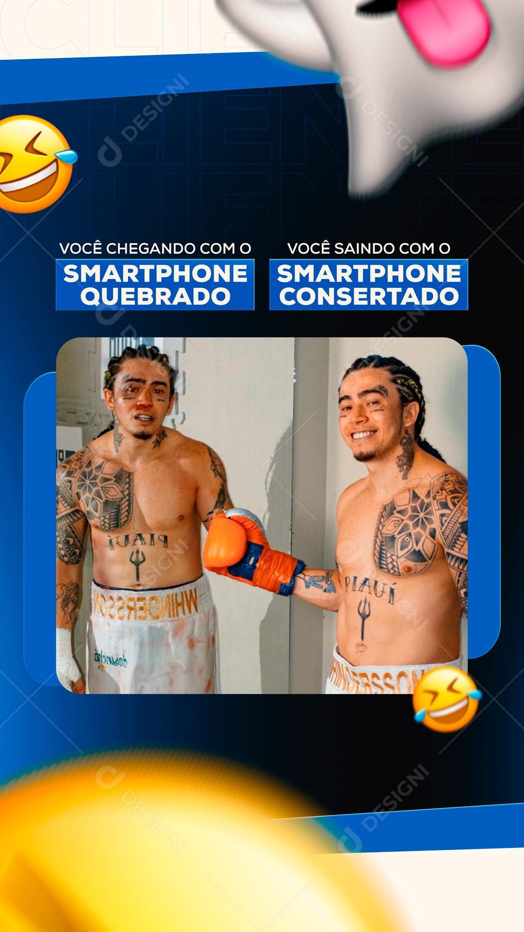 Meme Você Chegando Com O Smart Fone Quebrado Social Media PSD Editável