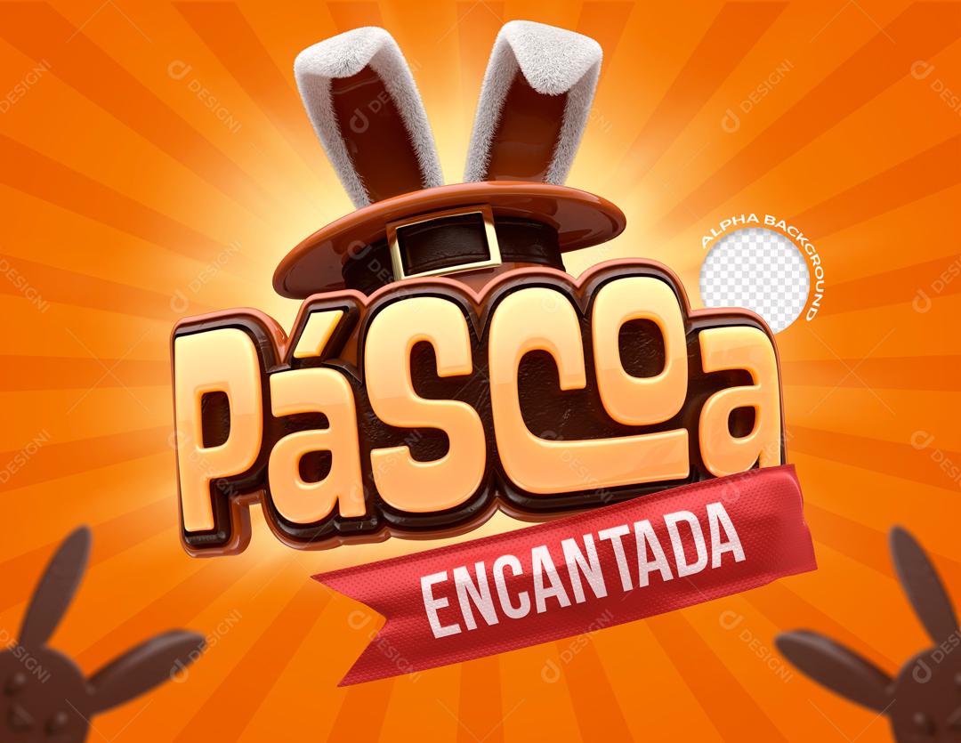Selo 3D Para Composição Páscoa Encantada PSD Editável