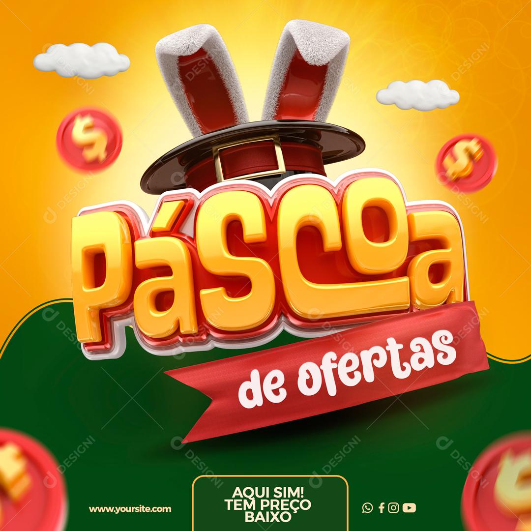 Selo 3D Para Composição Páscoa Encantada PSD Editável