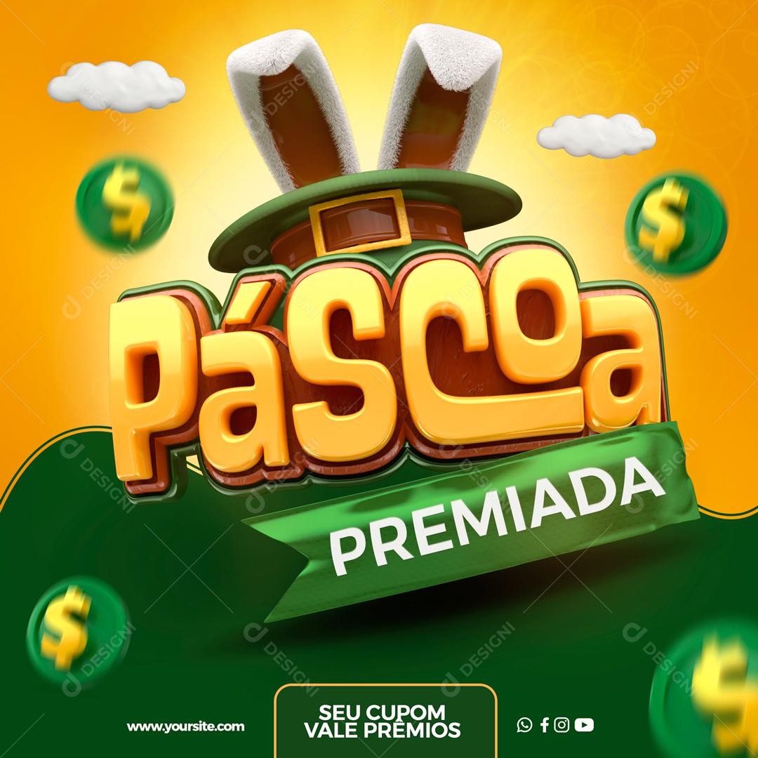 Selo 3D Para Composição Páscoa Encantada PSD Editável