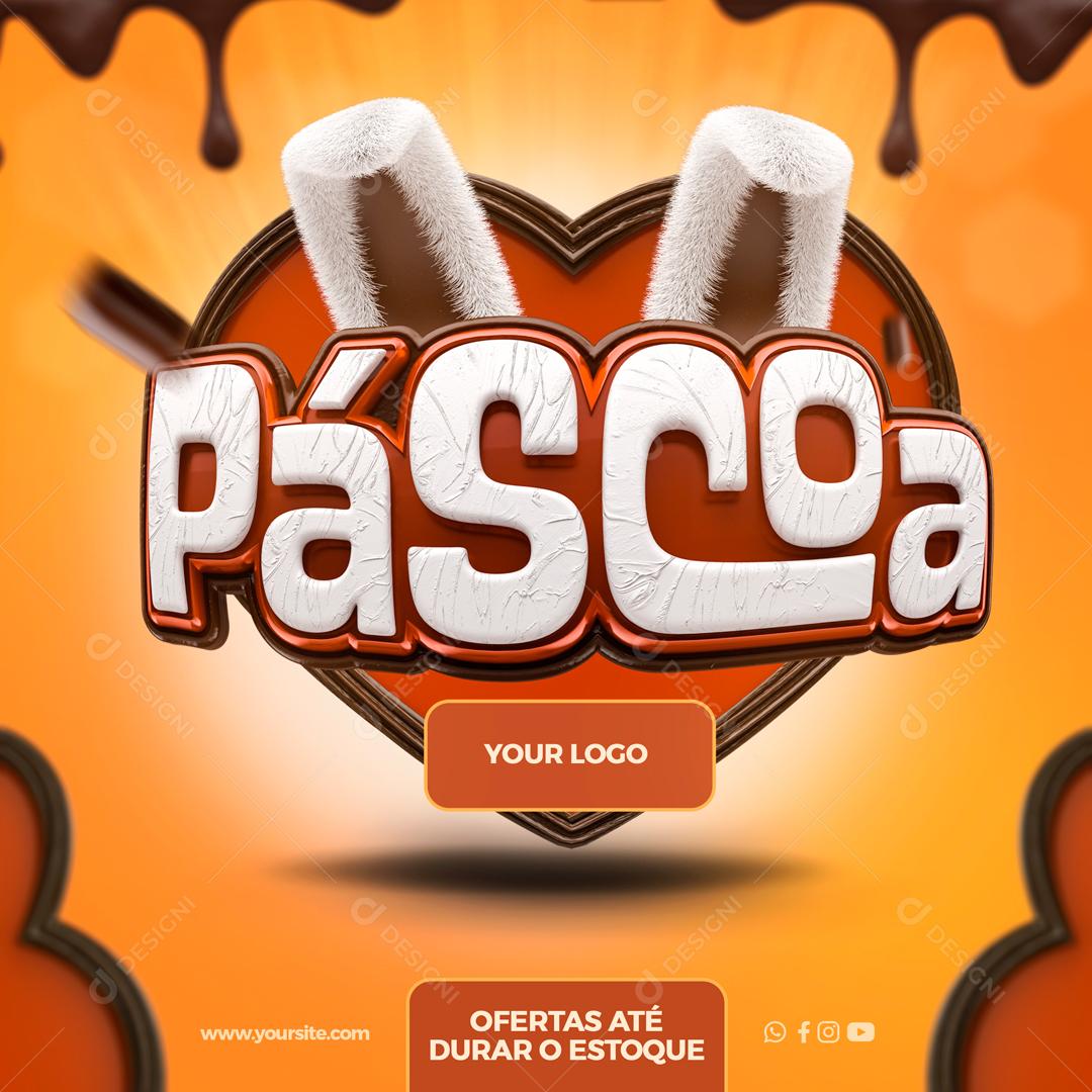 Selo 3D Para Composição Páscoa De Ofertas PSD Editável