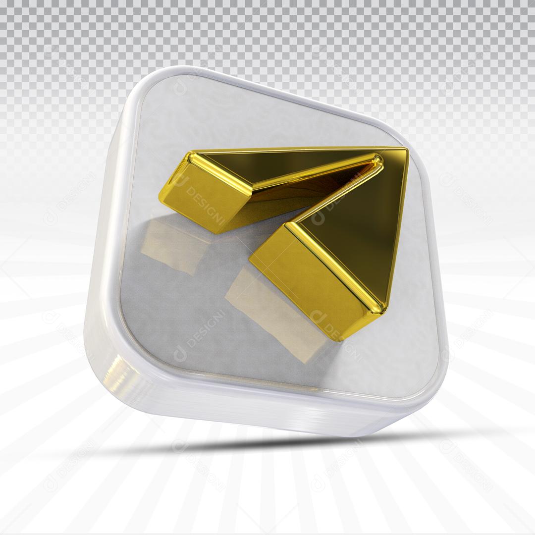 Ícones 3D Para Composição Telegram Dourado PSD Editável