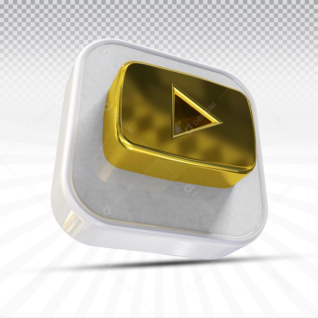 Ícones 3D Para Composição Youtube Dourado PSD