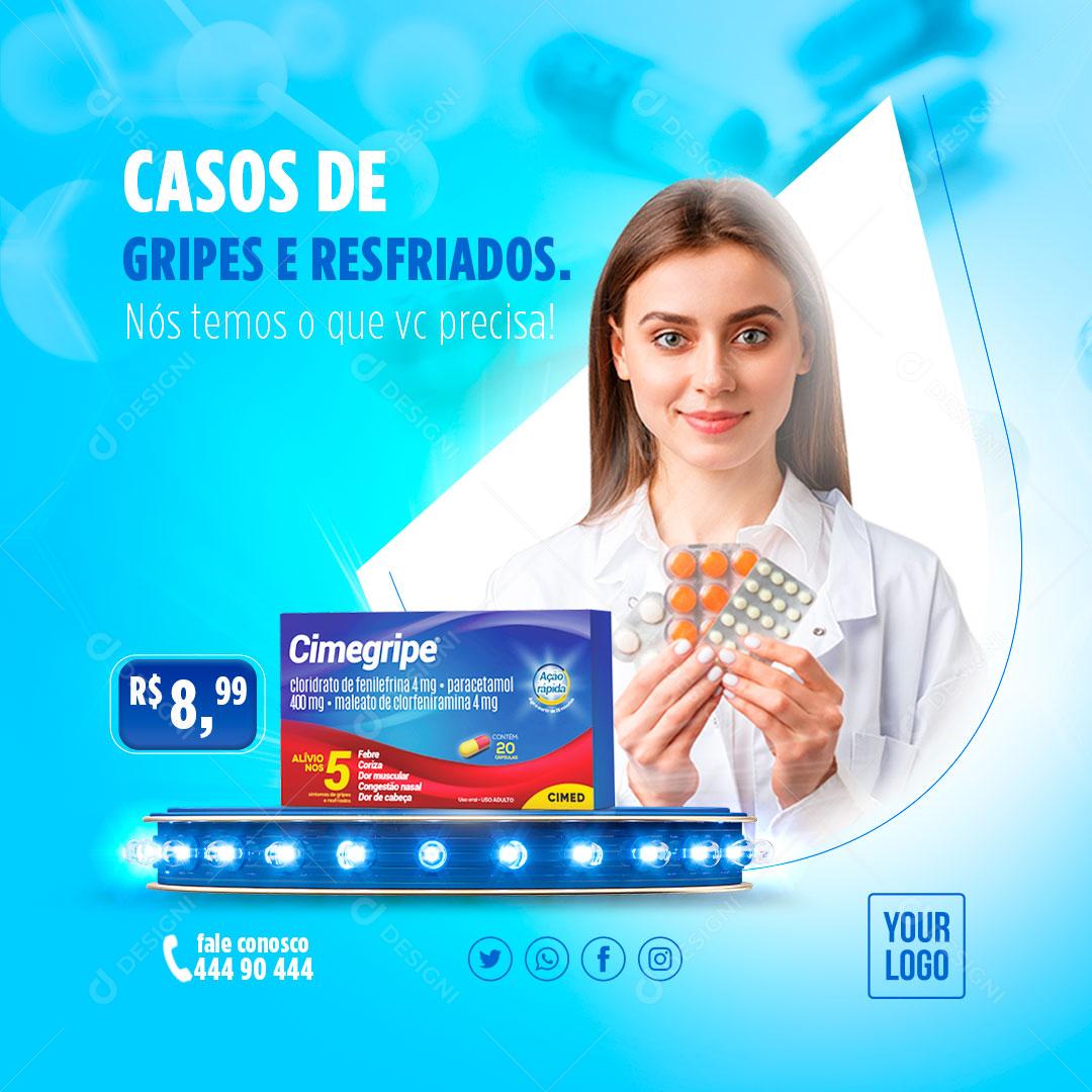 Grupos De Gripes e Resfriados Social Media PSD Editável