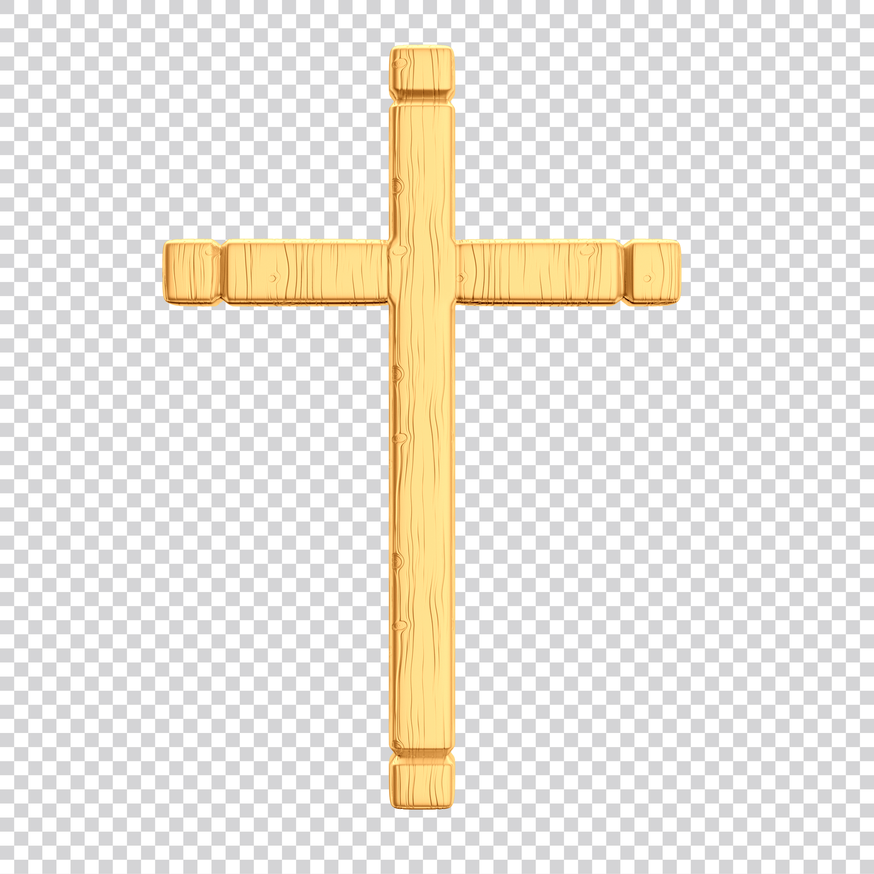 Elemento 3D Cruz Dourado Com Tecido Branco PSD Editável