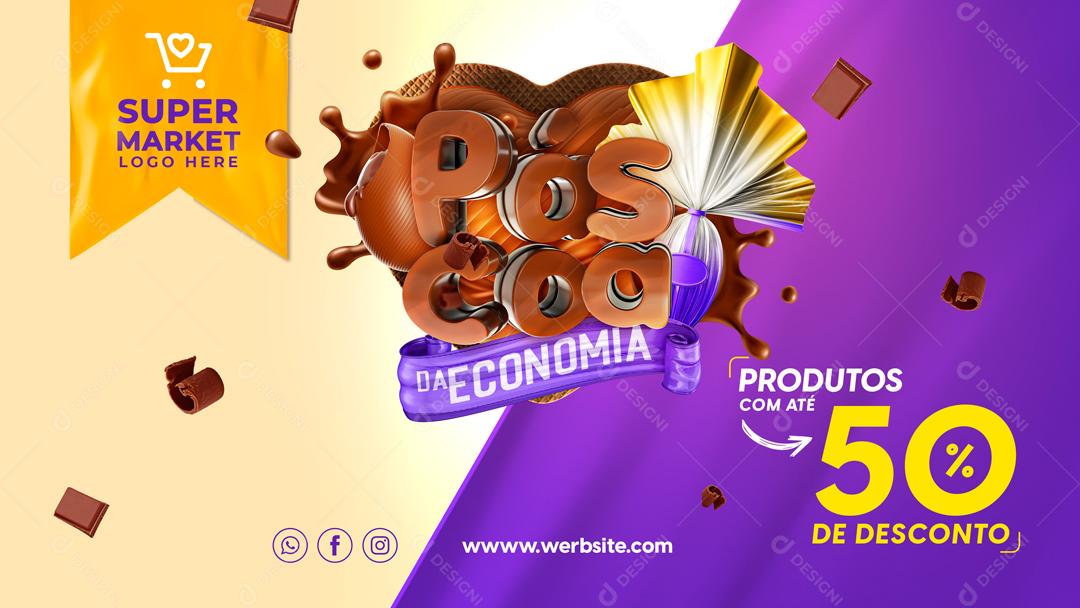 Páscoa Produtos Com Até 50% De Descontos Social Media PSD Editável