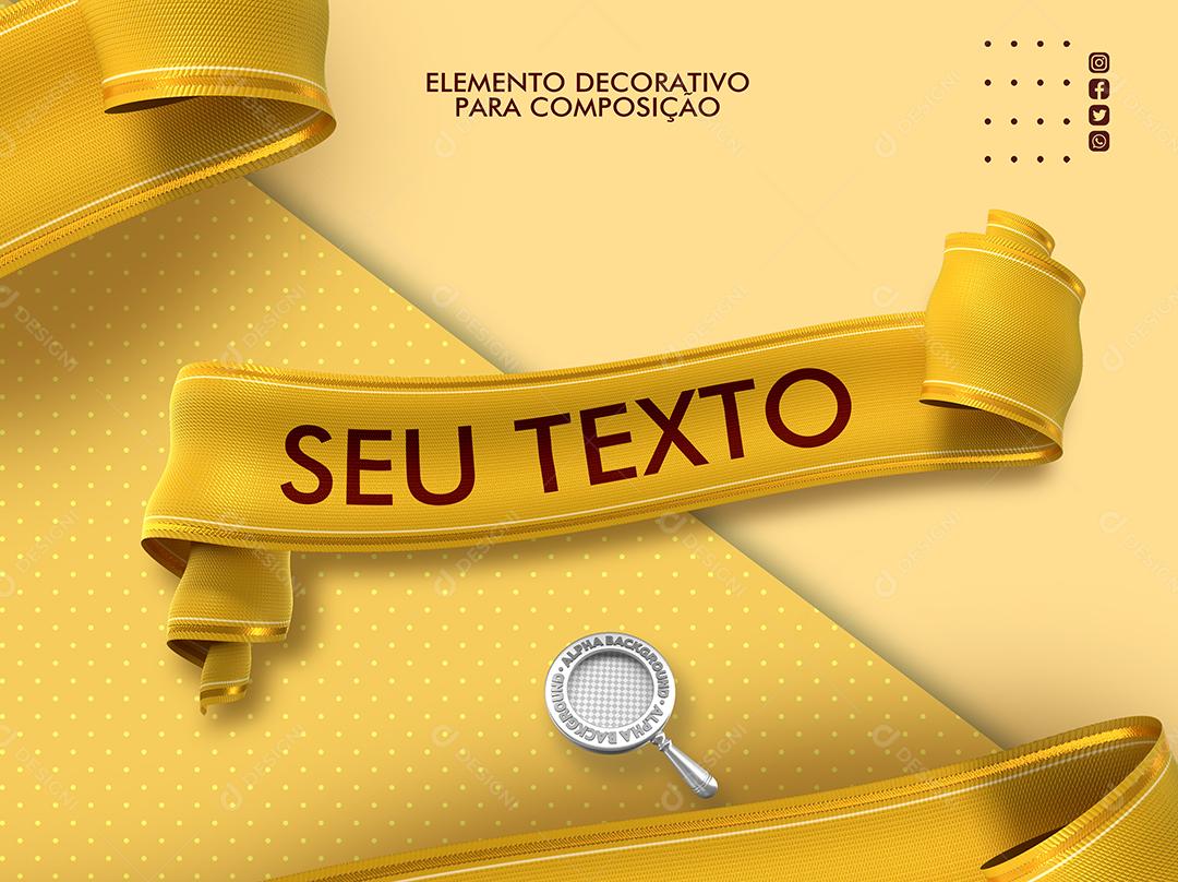 Fita 3D Amarela Para Composição de Textos PSD