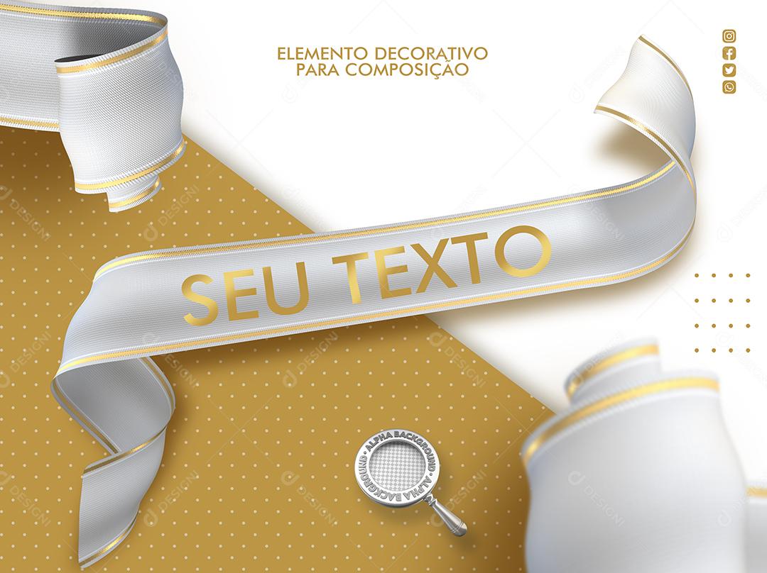 Fita 3D Branca Para Composição de Textos PSD