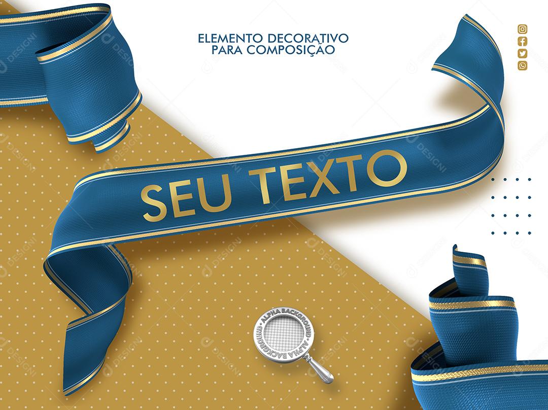 Fita 3D Azul Para Composição de Textos PSD