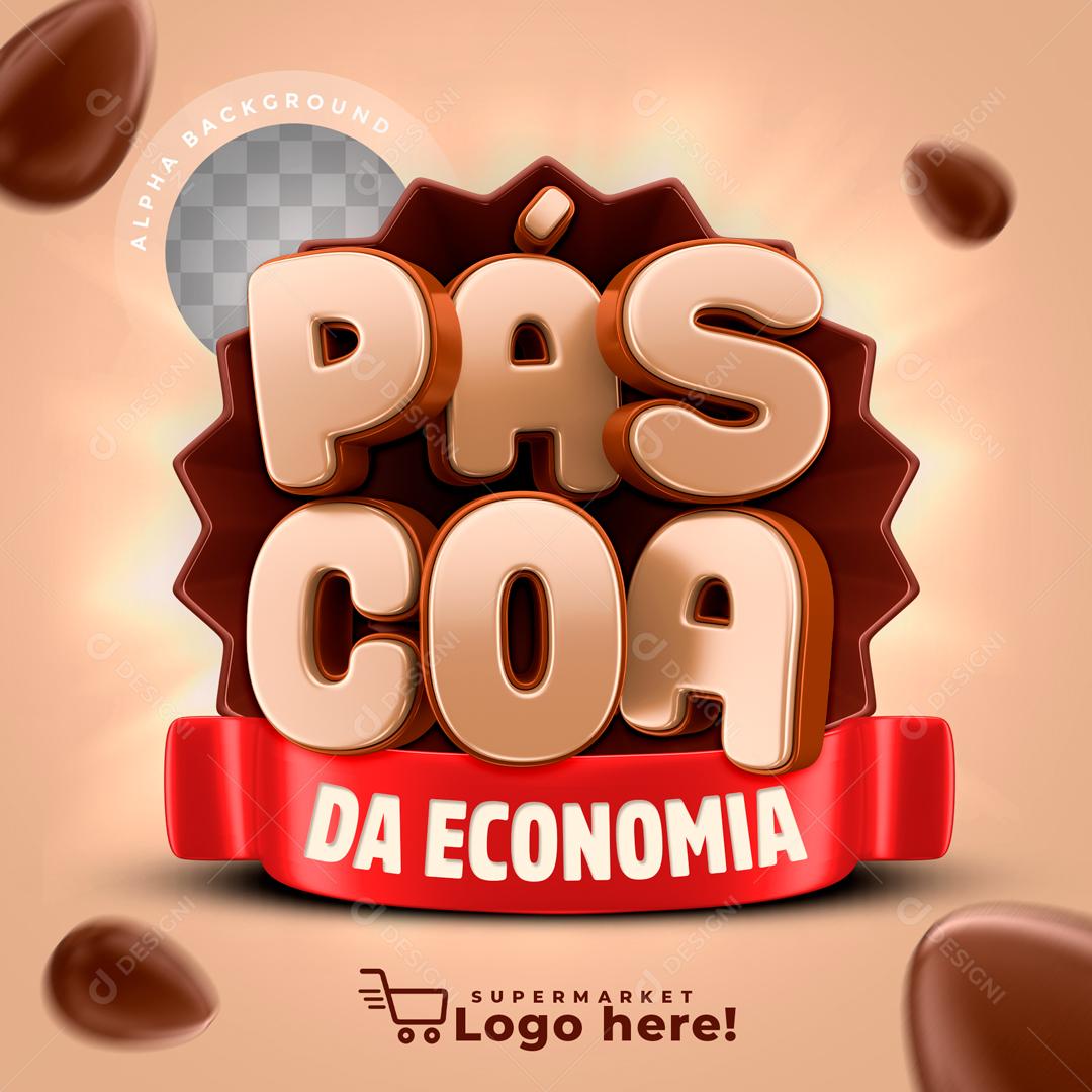 Selo 3D Para Composição Da Economia Social Media PSD Editável