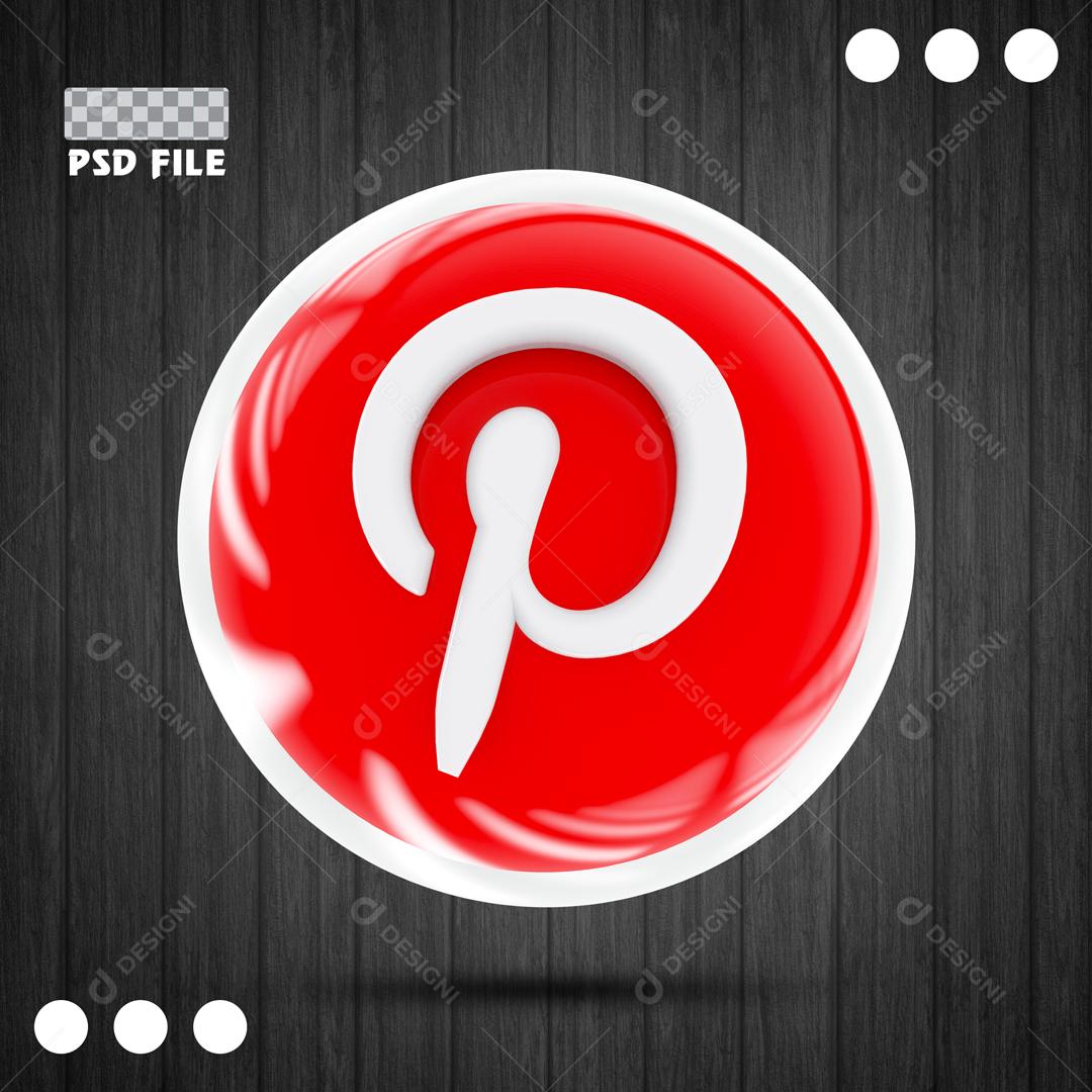 Ícones 3D Para Composição Pinterest Redes Sociais PSD Editável