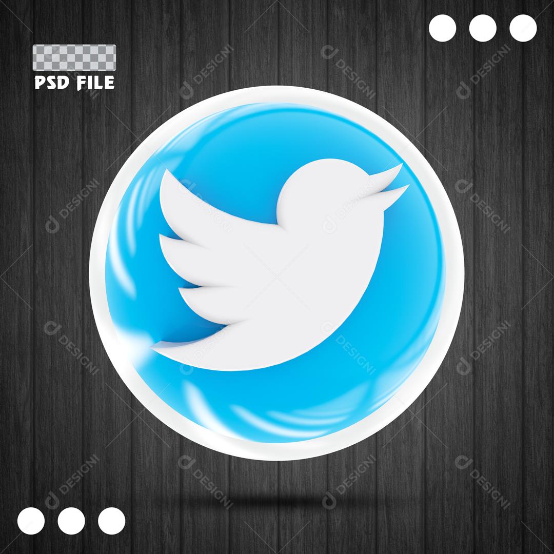 Ícones 3D Para Composição Twitter Redes Sociais PSD Editável