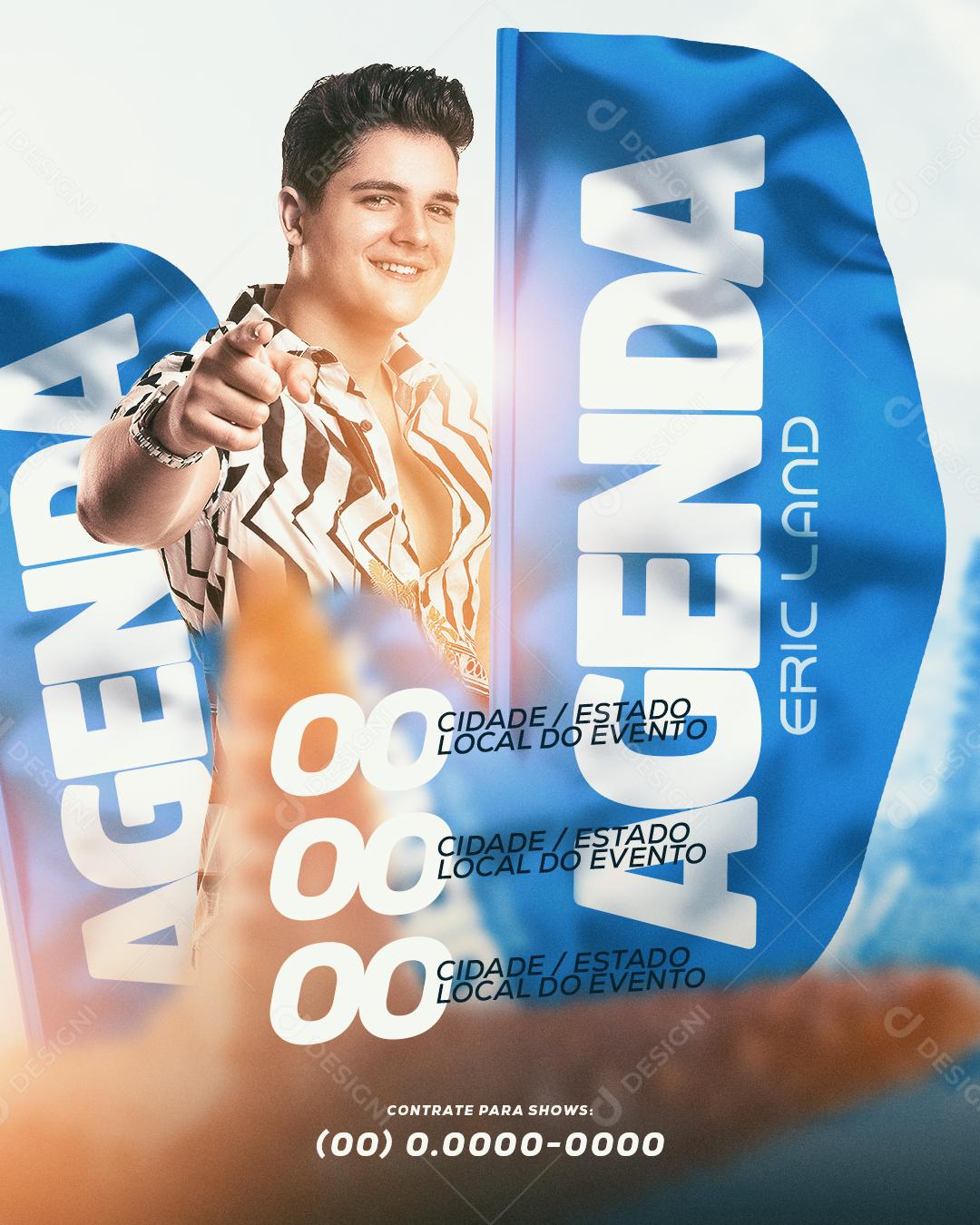 Flyer Agenda Eric Land Social Media PSD Editável