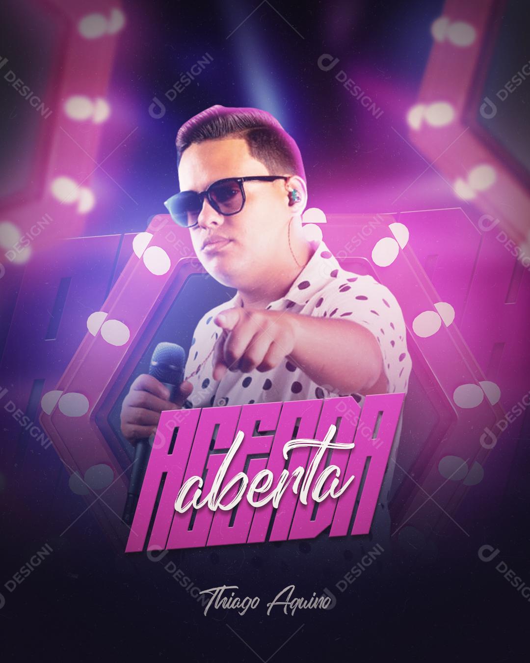 Social Media Agenda Aberta Thiago Aquino Flyer PSD Editável