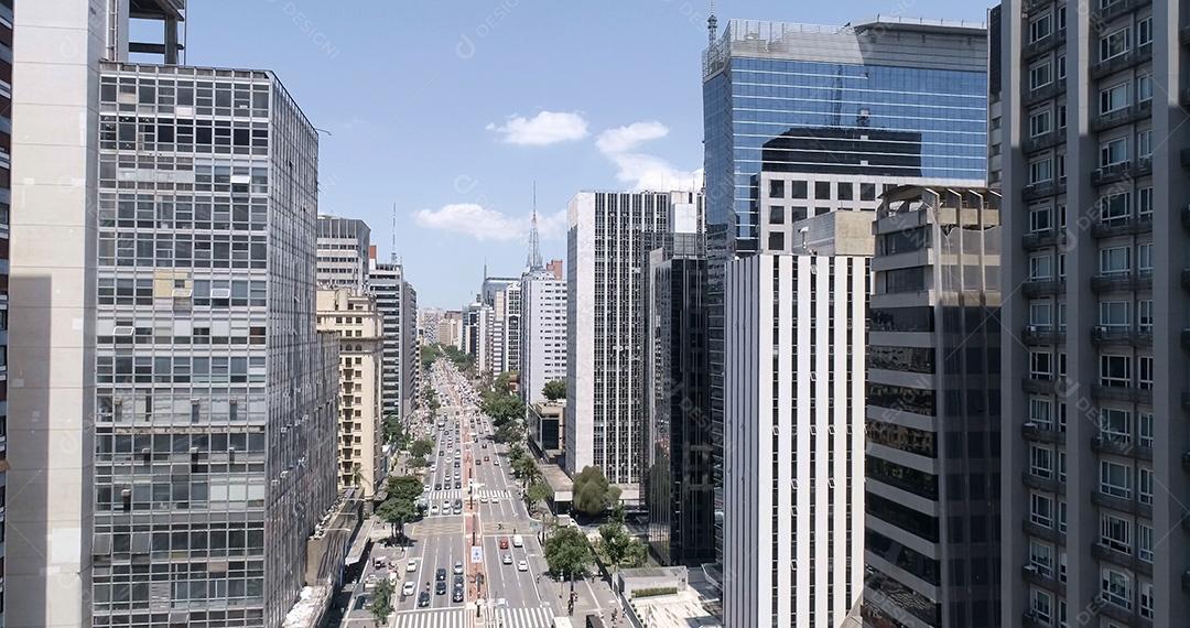 Vista aérea da Avenida Paulista (avenida Paulista) em São Paulo