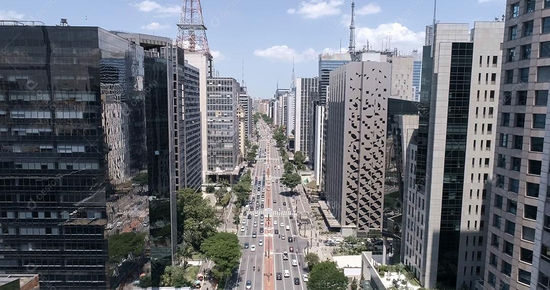 Vista aérea da Avenida Paulista (avenida Paulista) em São Paulo