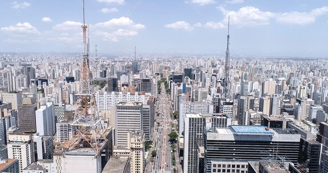 Vista aérea da Avenida Paulista (avenida Paulista) em São Paulo