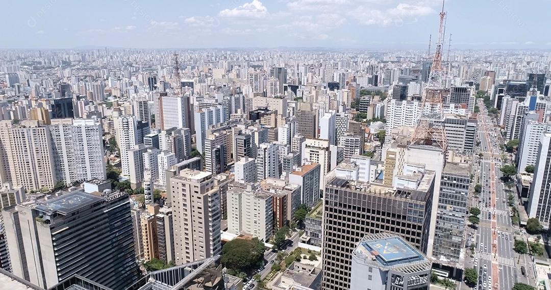 Vista aérea da cidade de São Paulo, Brasil.