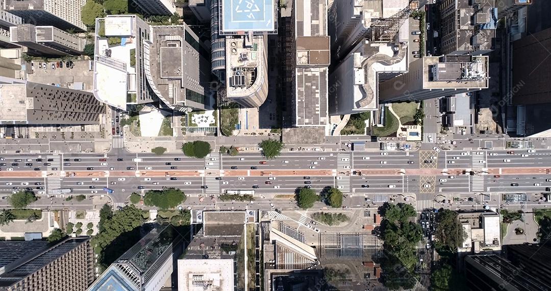 Vista aérea da Avenida Paulista (avenida Paulista) em São Paulo