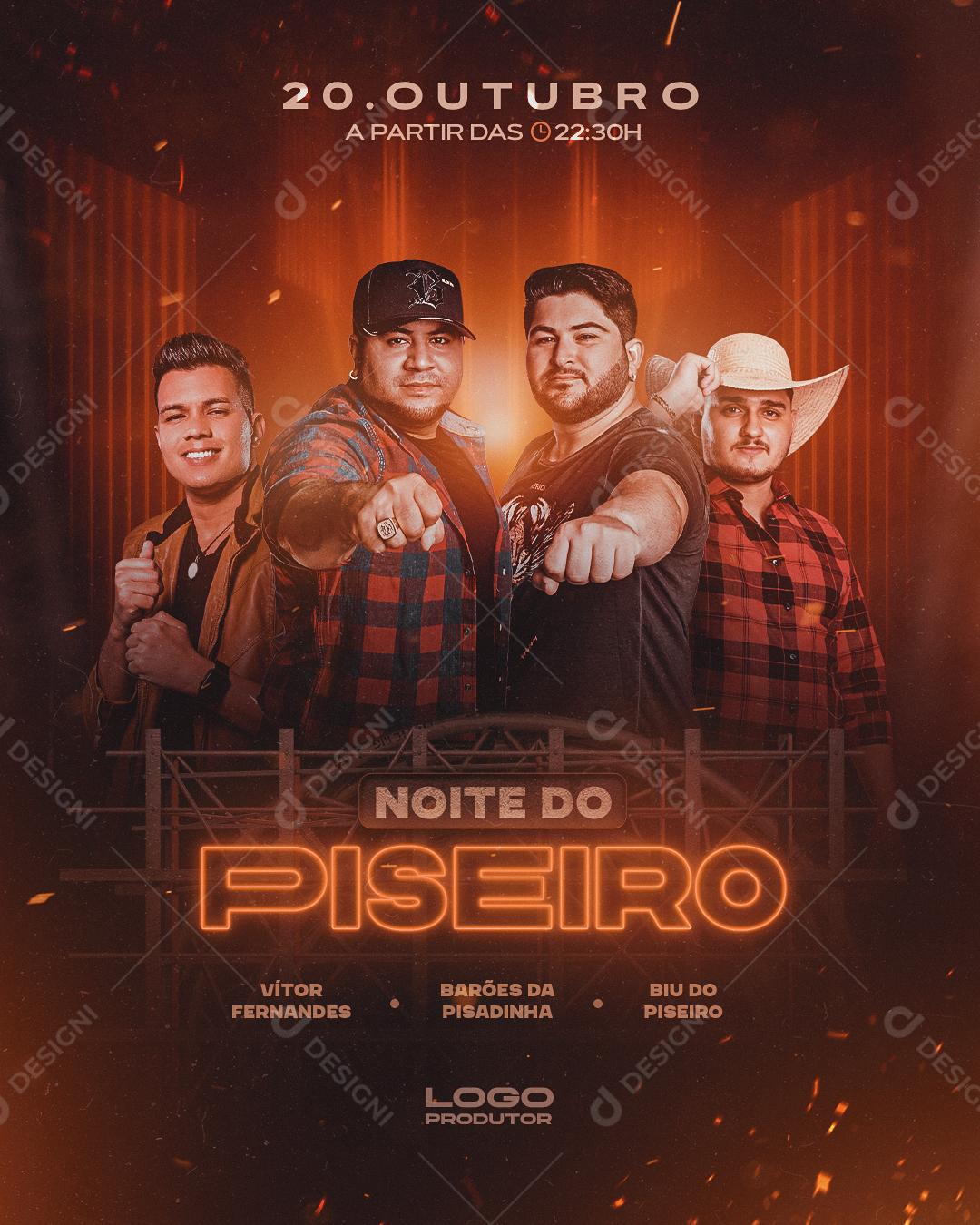 Flyer Shows do Piseiro cantores forro Social Media PSD Editável