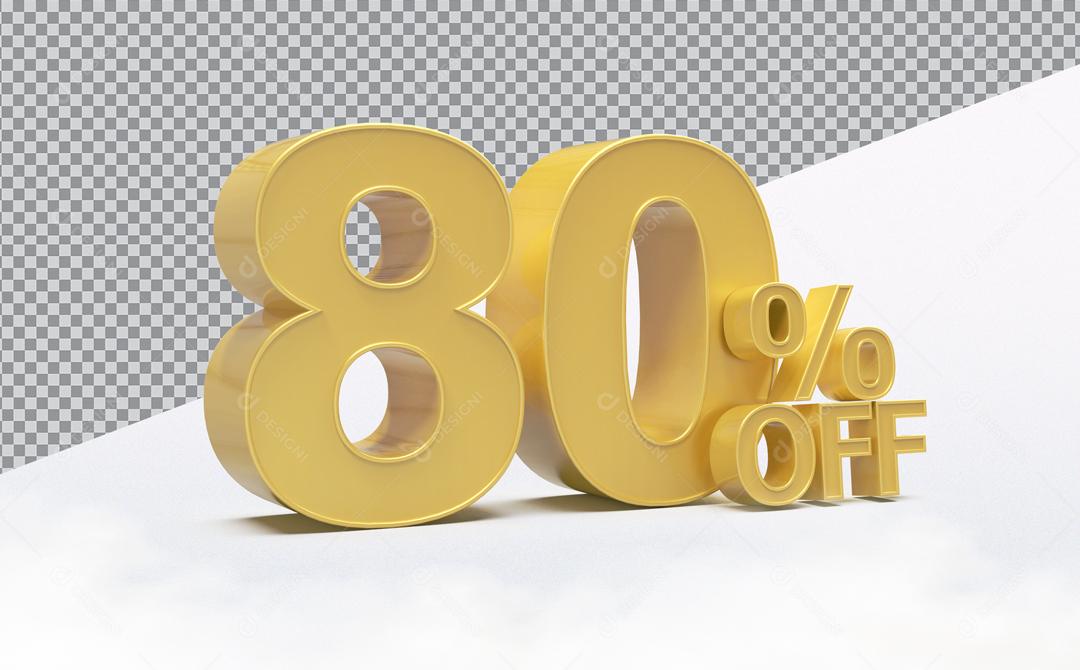 Número 3D 80% Off Desconto Para Composição PSD