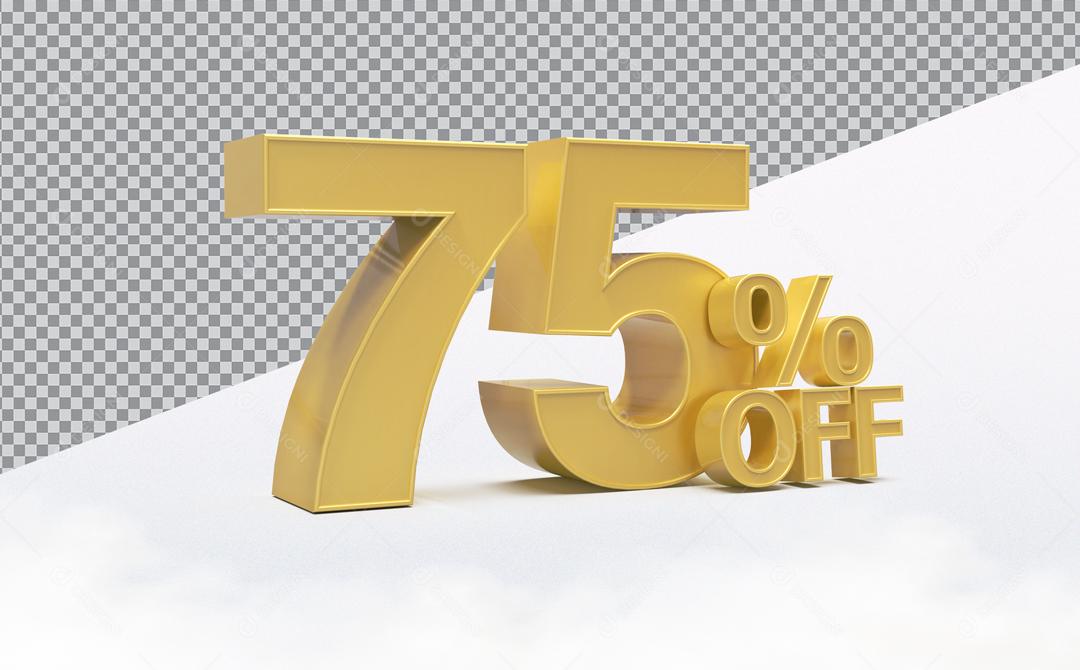 Número 3D 75% Off Desconto Para Composição PSD