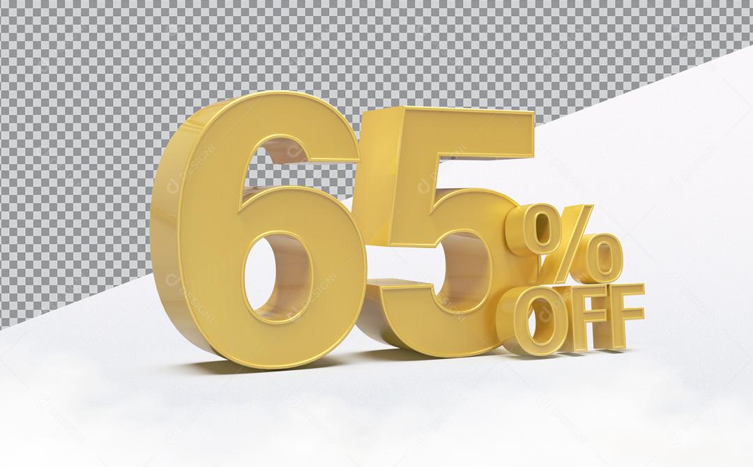 Número 3D 65% Off Desconto Para Composição PSD