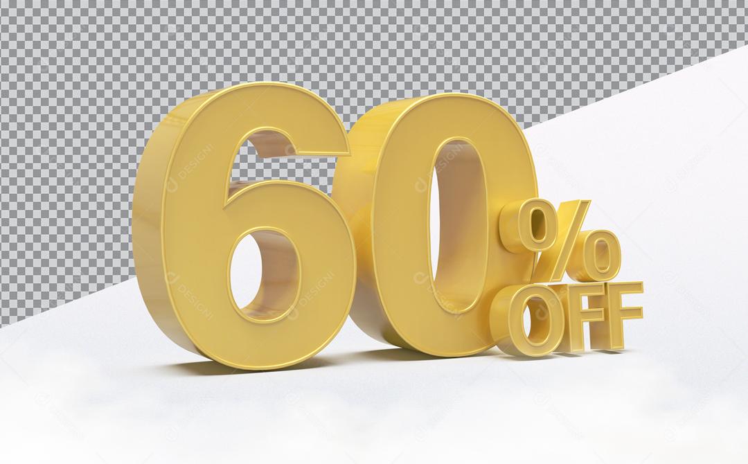 Número 3D 60% Off Desconto Para Composição PSD