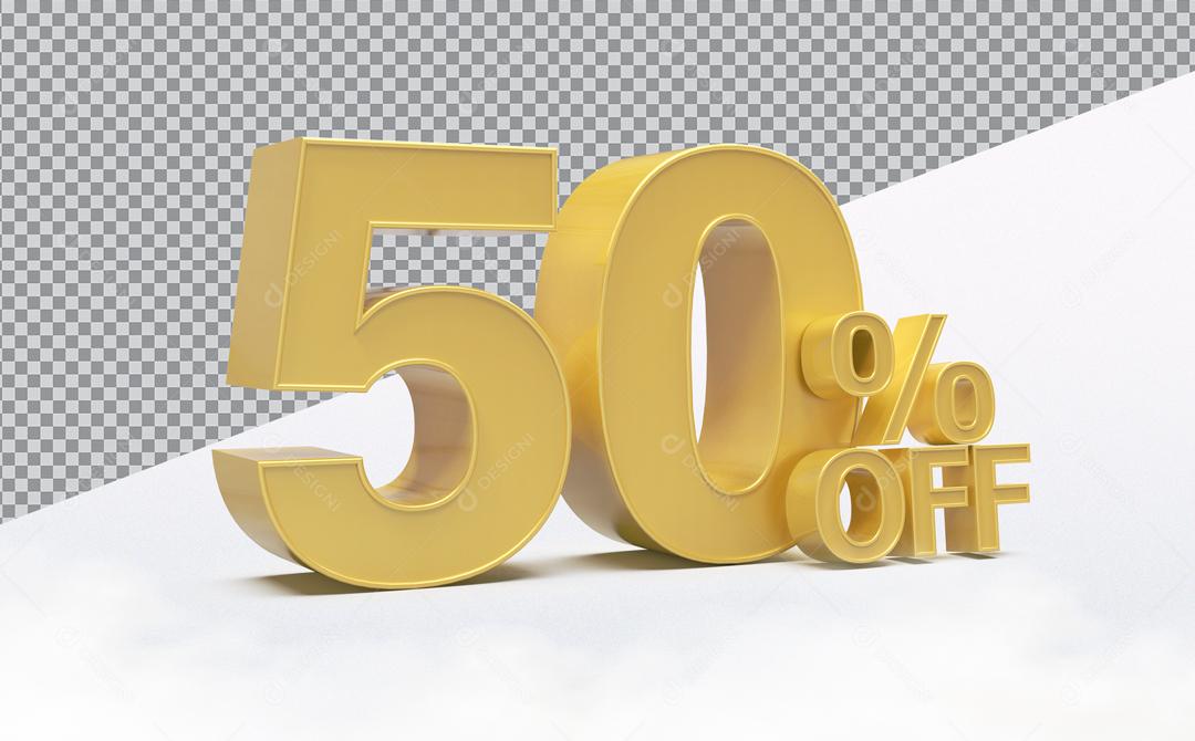 Número 3D 50% Off Desconto Para Composição PSD