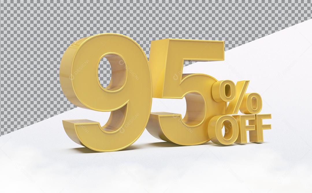 Número 3D 95% Off Desconto Para Composição PSD