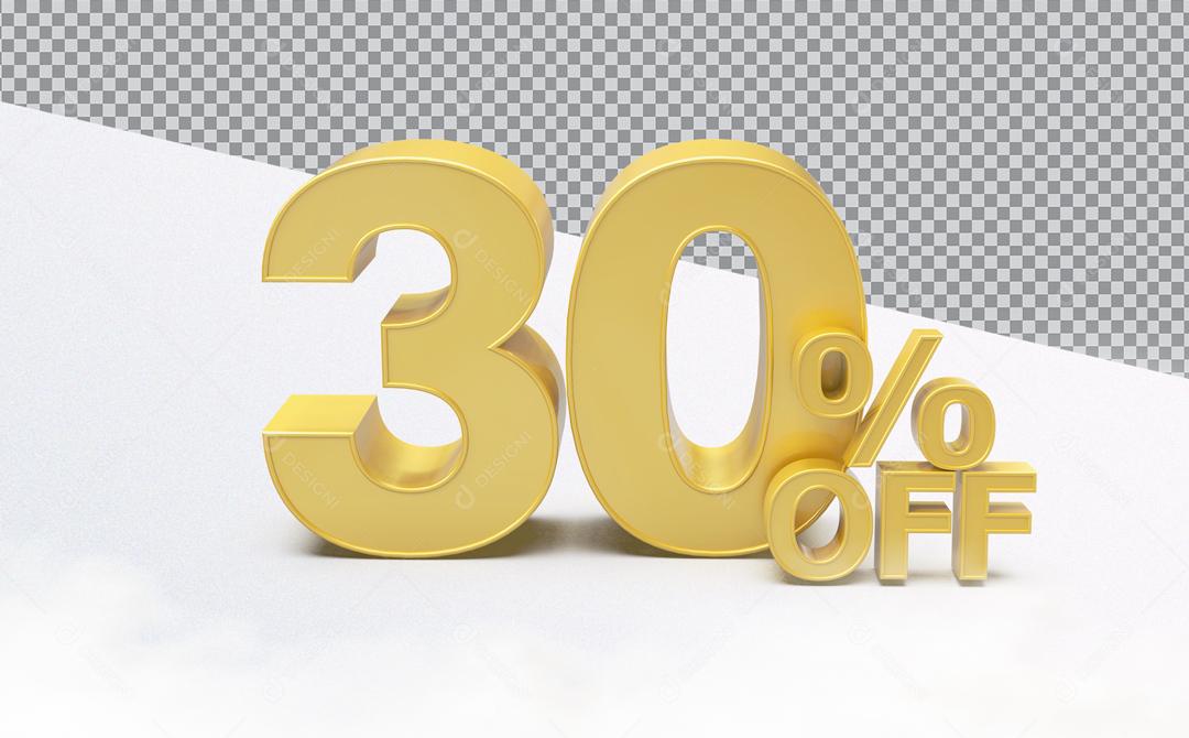 Número 3D 30% Off Desconto Para Composição PSD