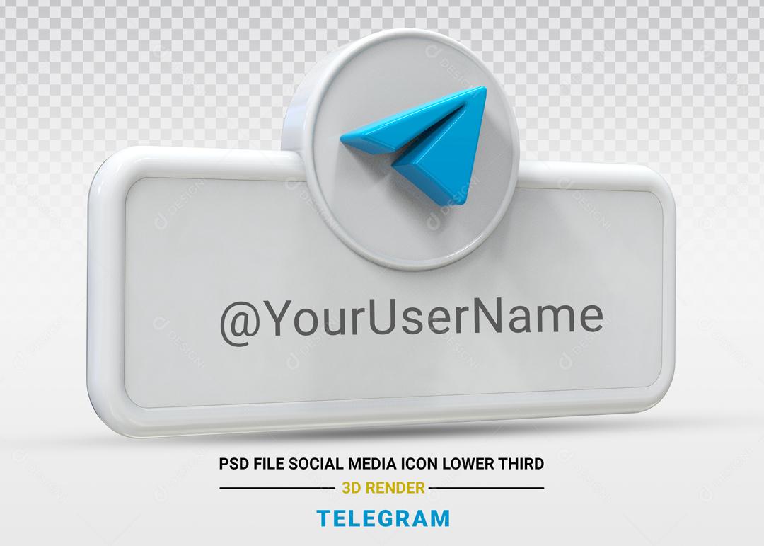 Elemento 3D Para Composição Placa Telegram  PSD Editável