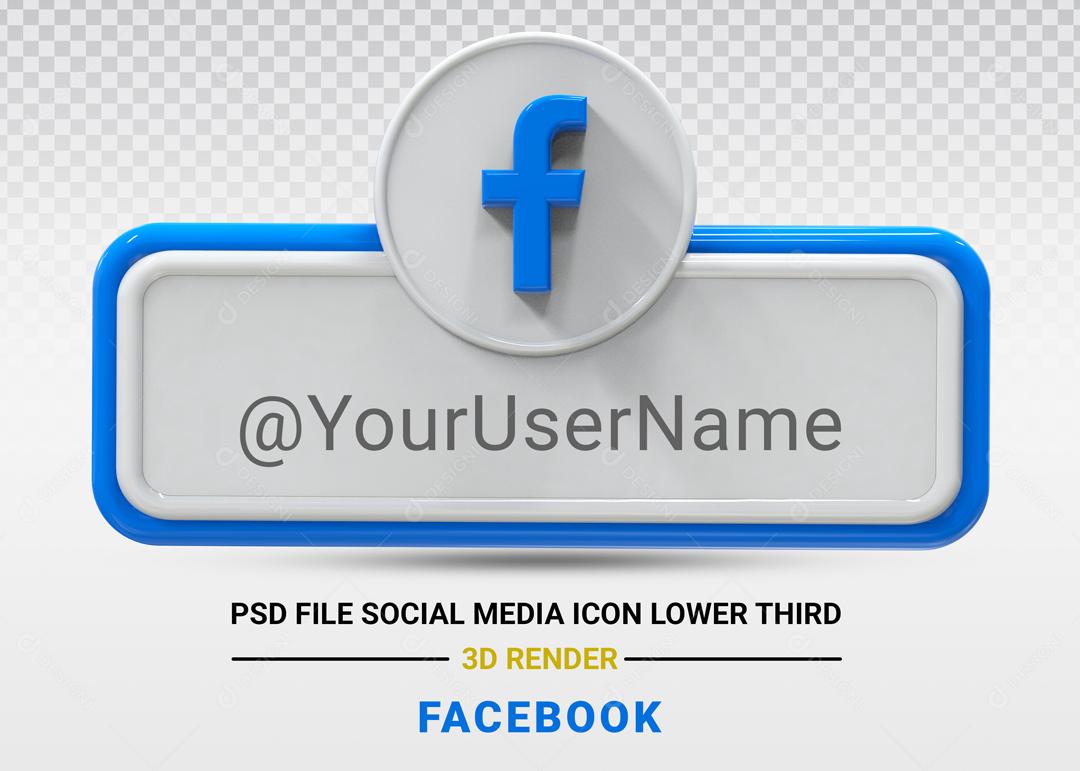 Elemento 3D Para Composição Placa Facebook PSD Editável