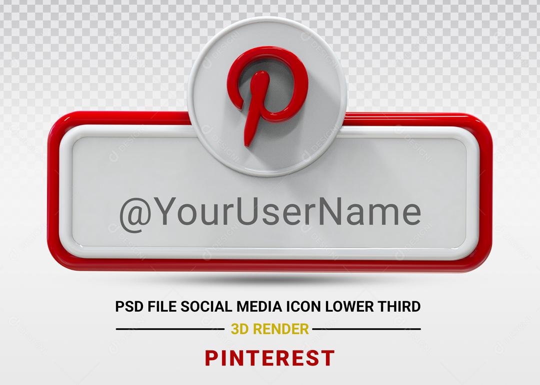 Elemento 3D Para Composição Placa Pinterest PSD Editável