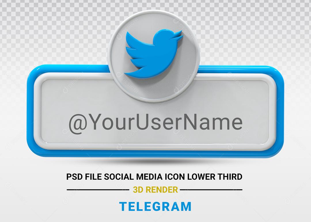 Elemento 3D Para Composição Placa Twitter PSD Editável