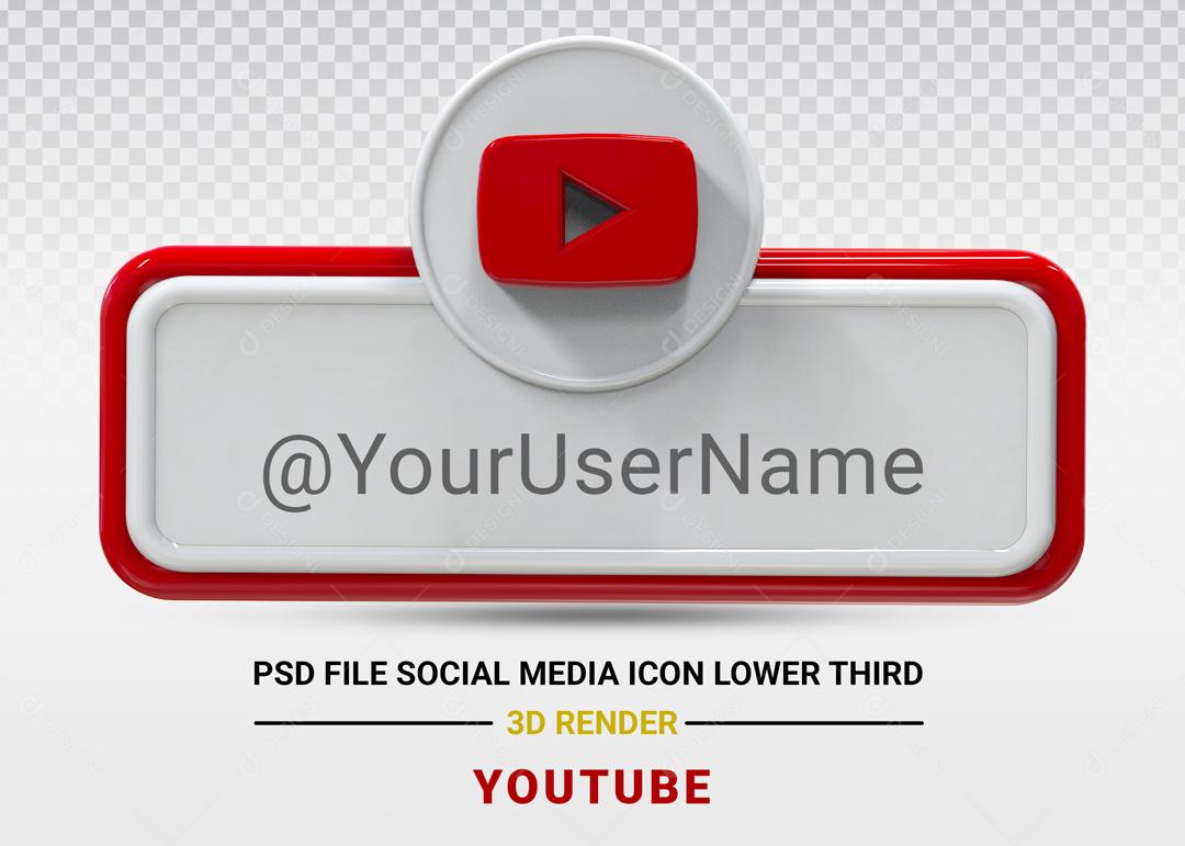 Elemento 3D Para Composição Placa Youtube  PSD Editável
