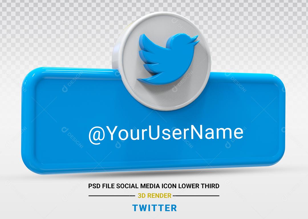 Elemento 3D Para Composição Placa Twitter PSD Editável