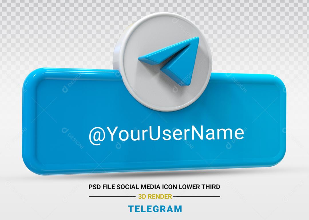 Elemento 3D Para Composição Placa Telegram PSD Editável