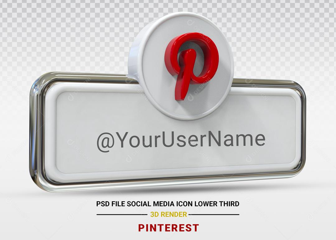 Elemento 3D Para Composição Placa Pinterest PSD Editável