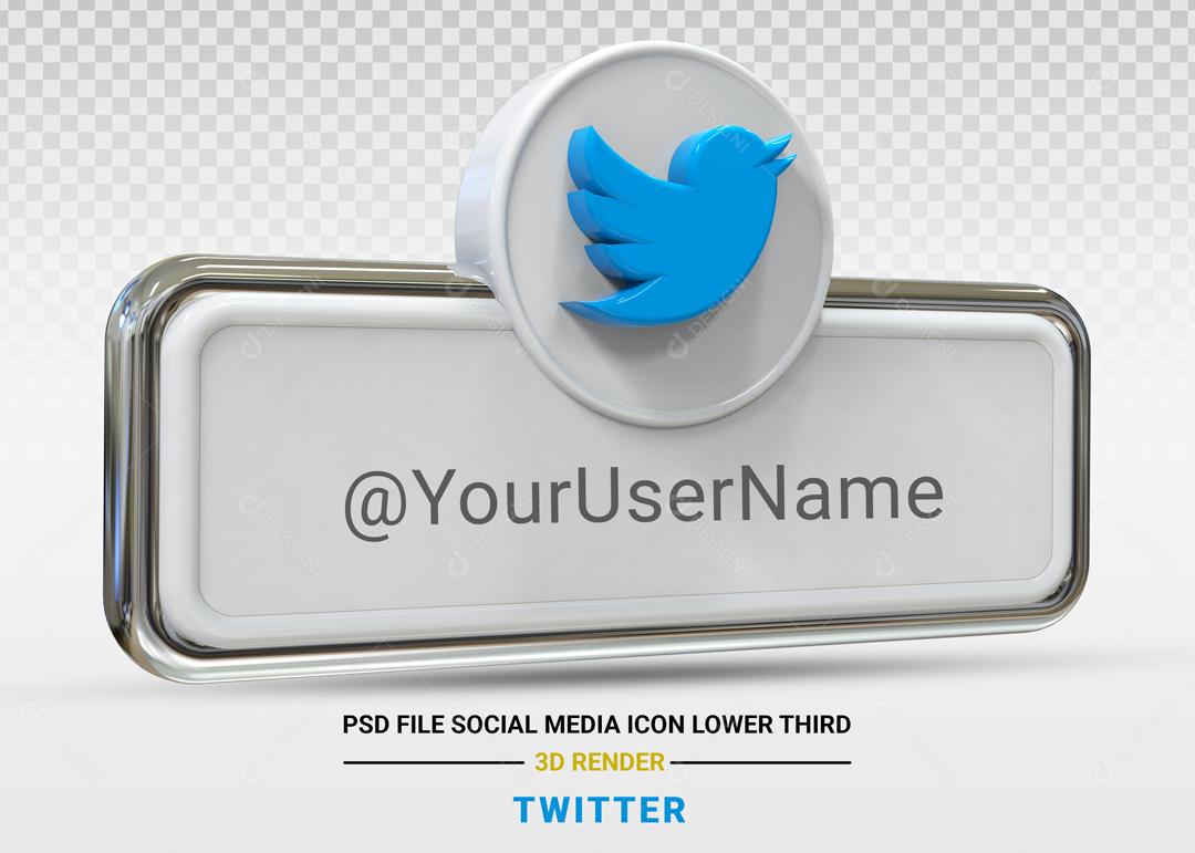 Elemento 3D Para Composição Placa Twitter PSD Editável
