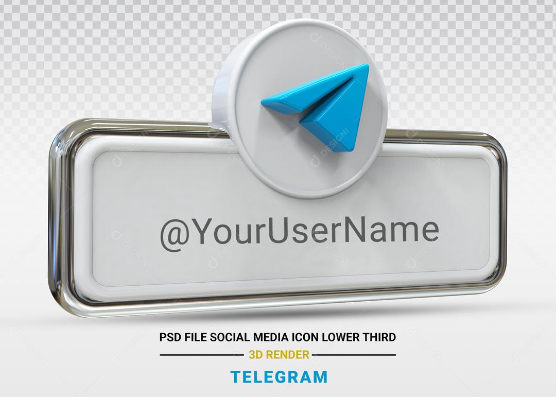 Elemento 3D Para Composição Placa Telegram PSD Editável