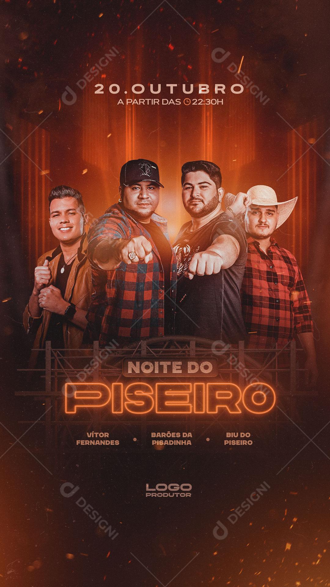 Flyer Festa Noite do Piseiro Cantores Social Media PSD Editável