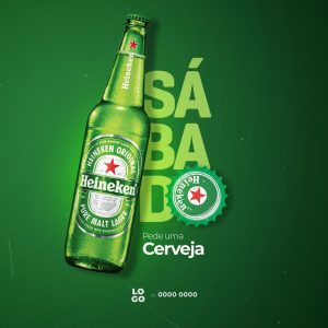 Social Media Sábado Pede uma Cerveja Heineken PSD Editável