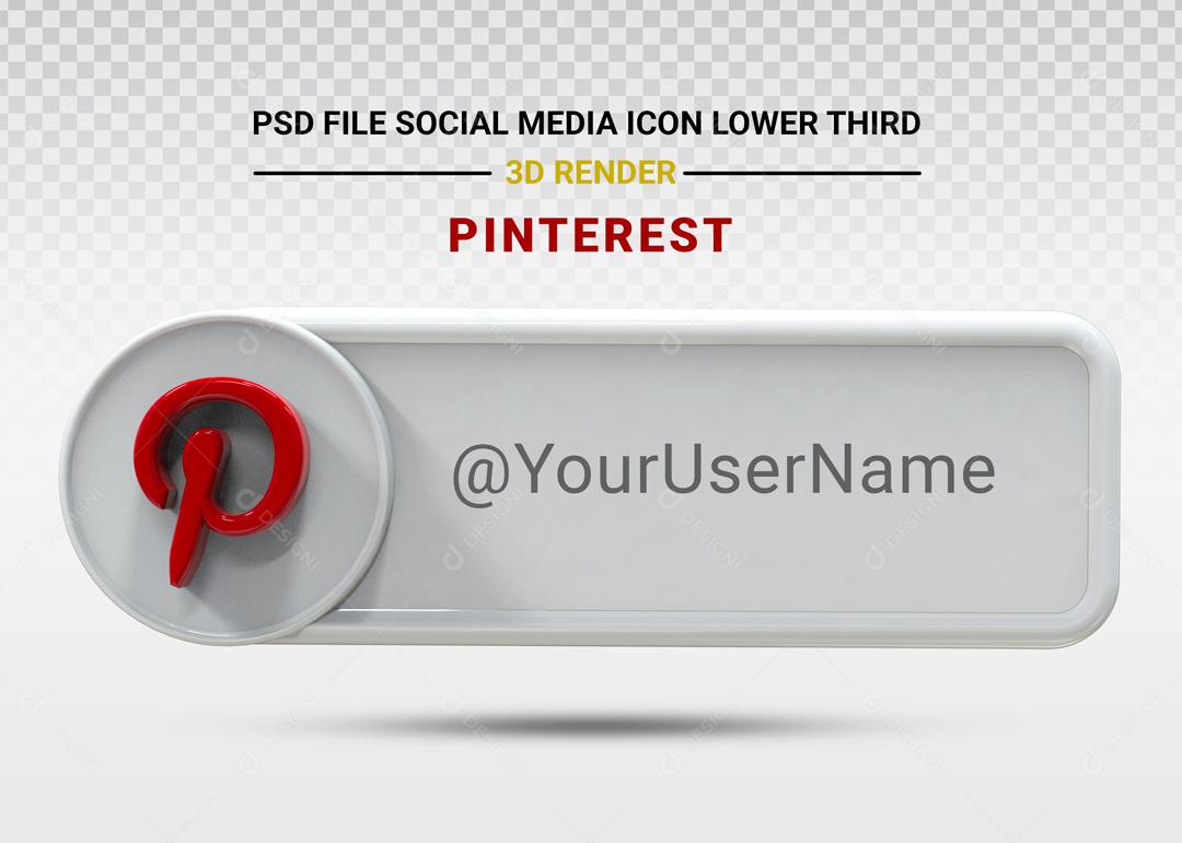 Elemento 3D Para Composição Placa Pinterest PSD Editável